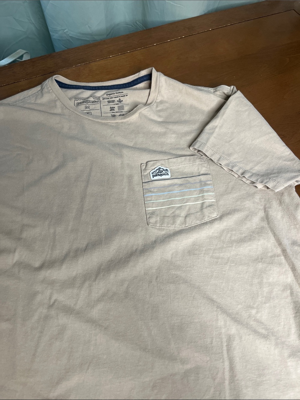 Patagonia Men's Organic Cotton Short-Sleeve Pocket Tee in Light Tan Medium